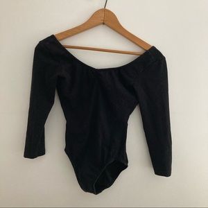 Bloch Black 3/4 Sleeve Dance Leotard